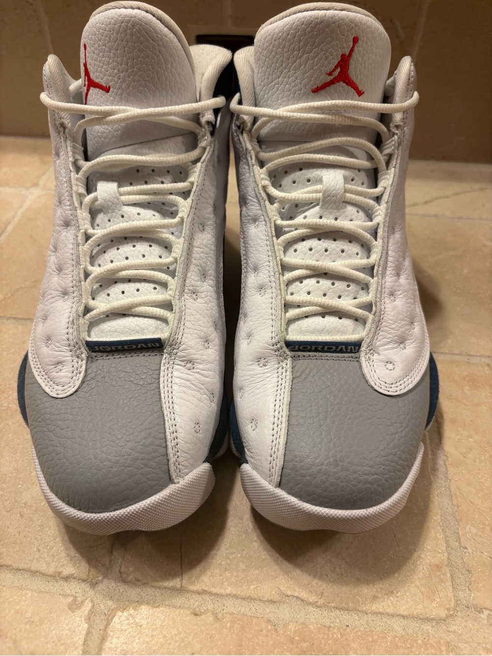 Jordan Men’s White, Gray & Red Retro Basketball Sneakers